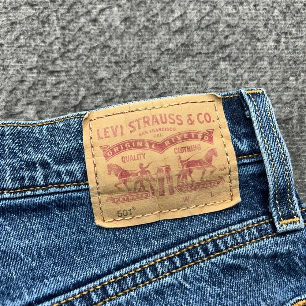 Levi's 501 Cut-Off Denim Shorts Womens 26 Blue Distressed Button Fly Duke